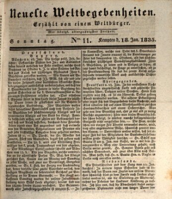 Neueste Weltbegebenheiten (Kemptner Zeitung) Sonntag 18. Januar 1835