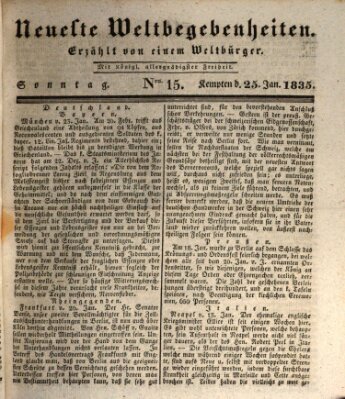 Neueste Weltbegebenheiten (Kemptner Zeitung) Sonntag 25. Januar 1835