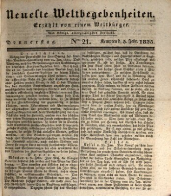 Neueste Weltbegebenheiten (Kemptner Zeitung) Donnerstag 5. Februar 1835