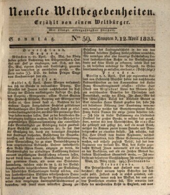 Neueste Weltbegebenheiten (Kemptner Zeitung) Sonntag 12. April 1835