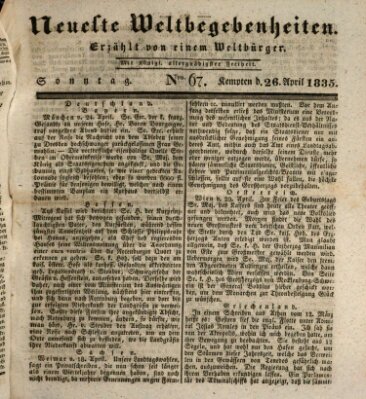 Neueste Weltbegebenheiten (Kemptner Zeitung) Sonntag 26. April 1835