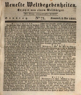 Neueste Weltbegebenheiten (Kemptner Zeitung) Sonntag 3. Mai 1835