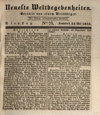 Neueste Weltbegebenheiten (Kemptner Zeitung) Dienstag 12. Mai 1835