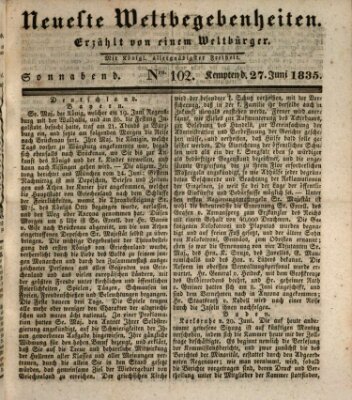 Neueste Weltbegebenheiten (Kemptner Zeitung) Samstag 27. Juni 1835