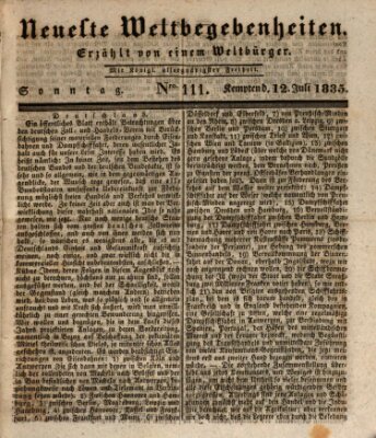 Neueste Weltbegebenheiten (Kemptner Zeitung) Sonntag 12. Juli 1835