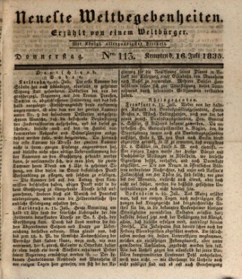 Neueste Weltbegebenheiten (Kemptner Zeitung) Donnerstag 16. Juli 1835