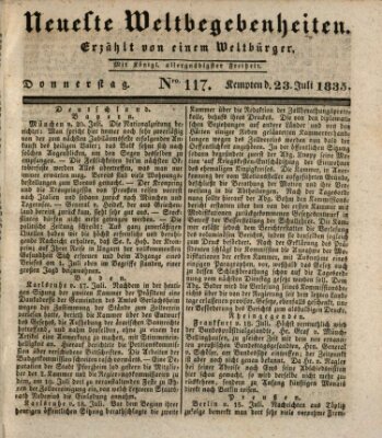 Neueste Weltbegebenheiten (Kemptner Zeitung) Donnerstag 23. Juli 1835