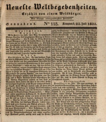 Neueste Weltbegebenheiten (Kemptner Zeitung) Samstag 25. Juli 1835