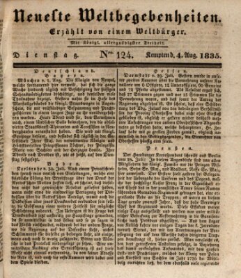 Neueste Weltbegebenheiten (Kemptner Zeitung) Dienstag 4. August 1835