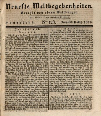 Neueste Weltbegebenheiten (Kemptner Zeitung) Samstag 8. August 1835