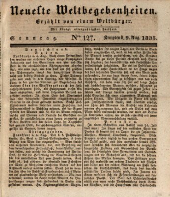 Neueste Weltbegebenheiten (Kemptner Zeitung) Sonntag 9. August 1835