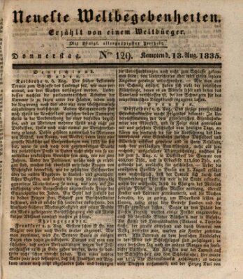 Neueste Weltbegebenheiten (Kemptner Zeitung) Donnerstag 13. August 1835