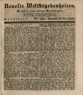 Neueste Weltbegebenheiten (Kemptner Zeitung) Samstag 15. August 1835