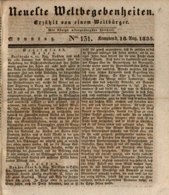 Neueste Weltbegebenheiten (Kemptner Zeitung) Sonntag 16. August 1835