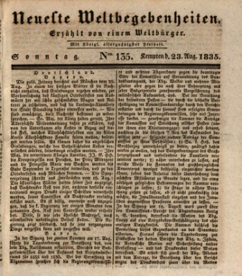Neueste Weltbegebenheiten (Kemptner Zeitung) Sonntag 23. August 1835