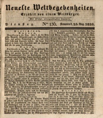 Neueste Weltbegebenheiten (Kemptner Zeitung) Dienstag 25. August 1835