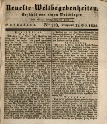 Neueste Weltbegebenheiten (Kemptner Zeitung) Samstag 12. September 1835