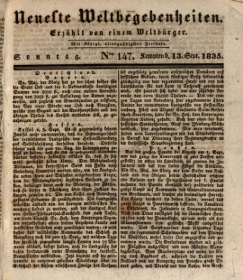 Neueste Weltbegebenheiten (Kemptner Zeitung) Sonntag 13. September 1835