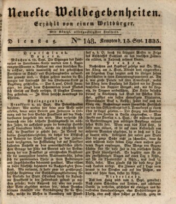 Neueste Weltbegebenheiten (Kemptner Zeitung) Dienstag 15. September 1835