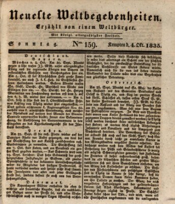 Neueste Weltbegebenheiten (Kemptner Zeitung) Sonntag 4. Oktober 1835