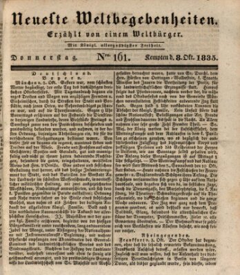 Neueste Weltbegebenheiten (Kemptner Zeitung) Donnerstag 8. Oktober 1835