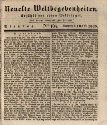 Neueste Weltbegebenheiten (Kemptner Zeitung) Dienstag 13. Oktober 1835