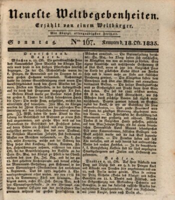 Neueste Weltbegebenheiten (Kemptner Zeitung) Sonntag 18. Oktober 1835