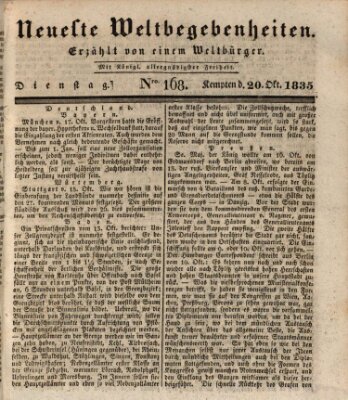 Neueste Weltbegebenheiten (Kemptner Zeitung) Dienstag 20. Oktober 1835