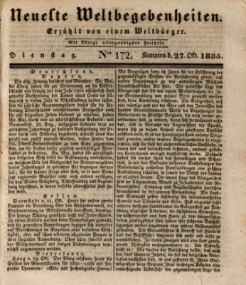 Neueste Weltbegebenheiten (Kemptner Zeitung) Dienstag 27. Oktober 1835