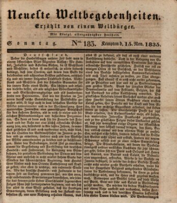 Neueste Weltbegebenheiten (Kemptner Zeitung) Sonntag 15. November 1835