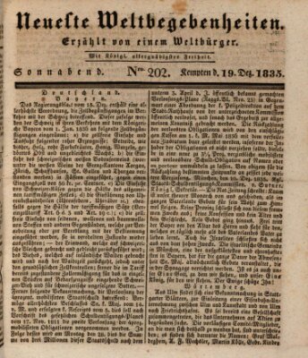 Neueste Weltbegebenheiten (Kemptner Zeitung) Samstag 19. Dezember 1835