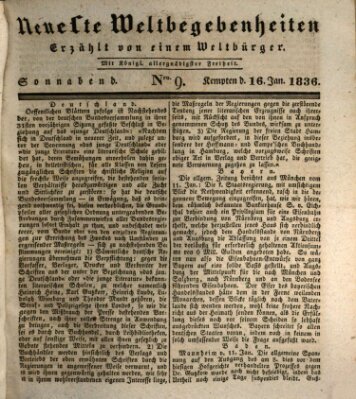 Neueste Weltbegebenheiten (Kemptner Zeitung) Samstag 16. Januar 1836