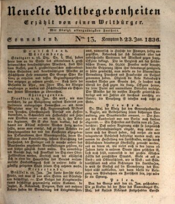 Neueste Weltbegebenheiten (Kemptner Zeitung) Samstag 23. Januar 1836