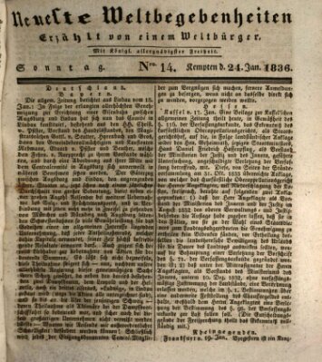 Neueste Weltbegebenheiten (Kemptner Zeitung) Sonntag 24. Januar 1836