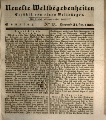 Neueste Weltbegebenheiten (Kemptner Zeitung) Sonntag 31. Januar 1836