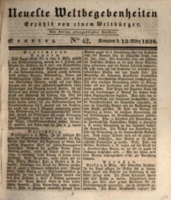 Neueste Weltbegebenheiten (Kemptner Zeitung) Sonntag 13. März 1836