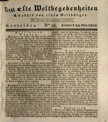 Neueste Weltbegebenheiten (Kemptner Zeitung) Donnerstag 24. März 1836