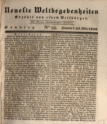 Neueste Weltbegebenheiten (Kemptner Zeitung) Sonntag 27. März 1836