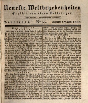 Neueste Weltbegebenheiten (Kemptner Zeitung) Donnerstag 7. April 1836