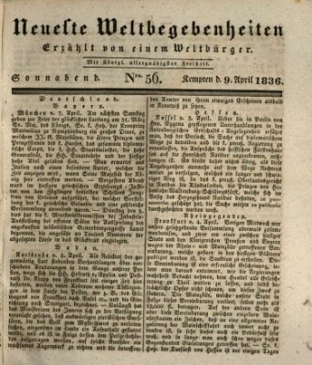 Neueste Weltbegebenheiten (Kemptner Zeitung) Samstag 9. April 1836