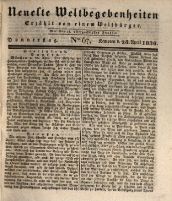 Neueste Weltbegebenheiten (Kemptner Zeitung) Donnerstag 28. April 1836