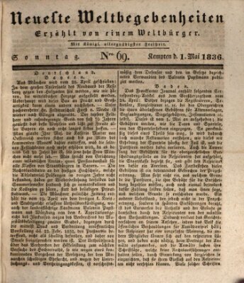 Neueste Weltbegebenheiten (Kemptner Zeitung) Sonntag 1. Mai 1836