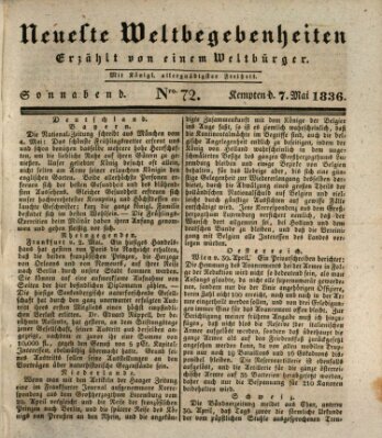 Neueste Weltbegebenheiten (Kemptner Zeitung) Samstag 7. Mai 1836