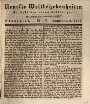 Neueste Weltbegebenheiten (Kemptner Zeitung) Samstag 14. Mai 1836