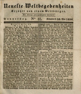 Neueste Weltbegebenheiten (Kemptner Zeitung) Donnerstag 26. Mai 1836