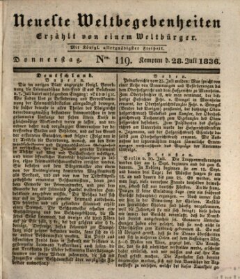 Neueste Weltbegebenheiten (Kemptner Zeitung) Donnerstag 28. Juli 1836