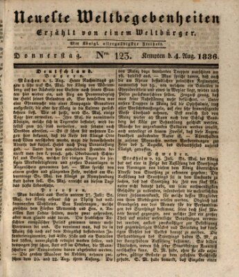 Neueste Weltbegebenheiten (Kemptner Zeitung) Donnerstag 4. August 1836