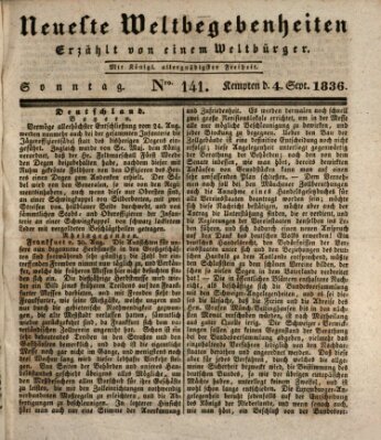 Neueste Weltbegebenheiten (Kemptner Zeitung) Sonntag 4. September 1836