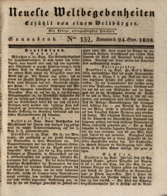 Neueste Weltbegebenheiten (Kemptner Zeitung) Samstag 24. September 1836