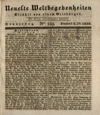 Neueste Weltbegebenheiten (Kemptner Zeitung) Donnerstag 6. Oktober 1836